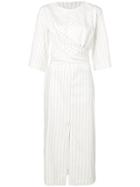 Erika Cavallini Pinstriped Midi Dress - White