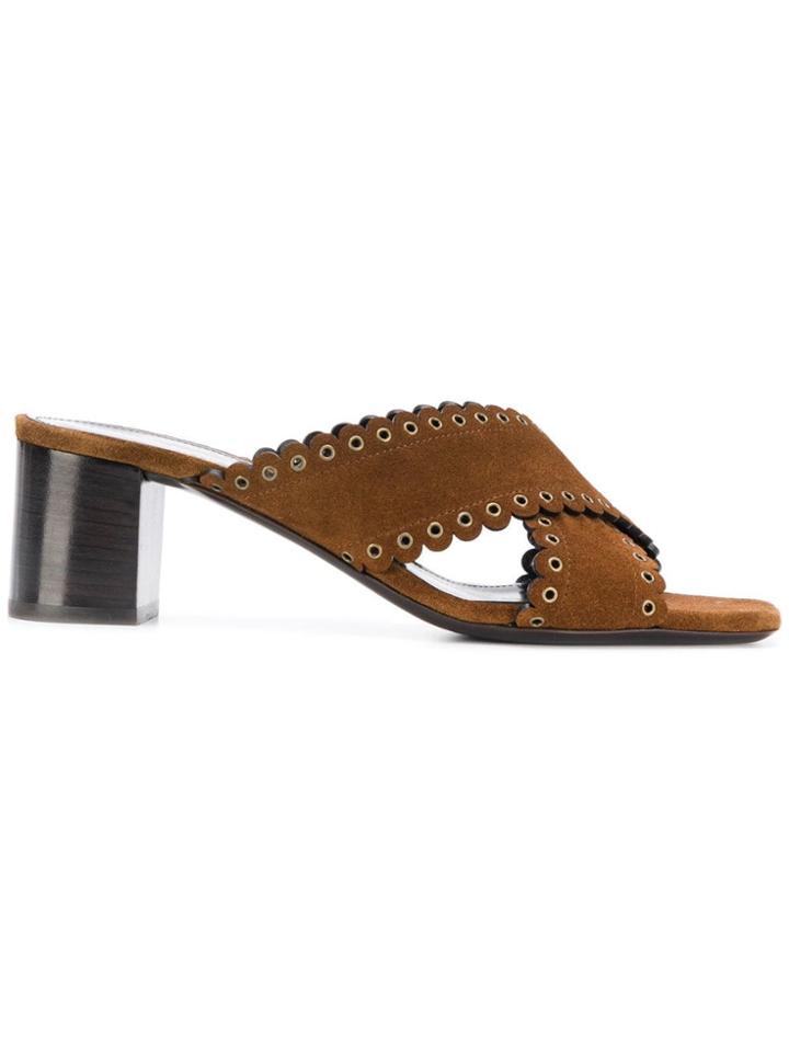 Saint Laurent Loulou Mules - Brown
