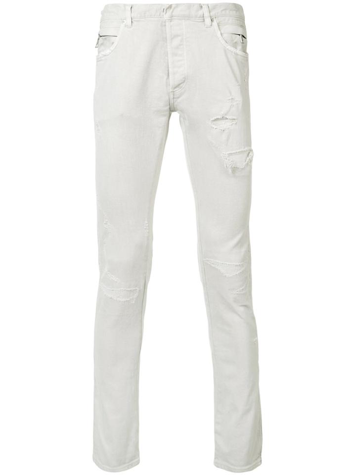 Balmain Distressed Slim Jeans - Grey