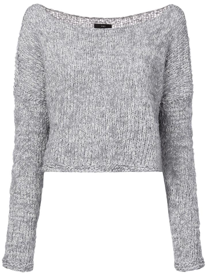 Voz Twist Cropped Sweater - Blue