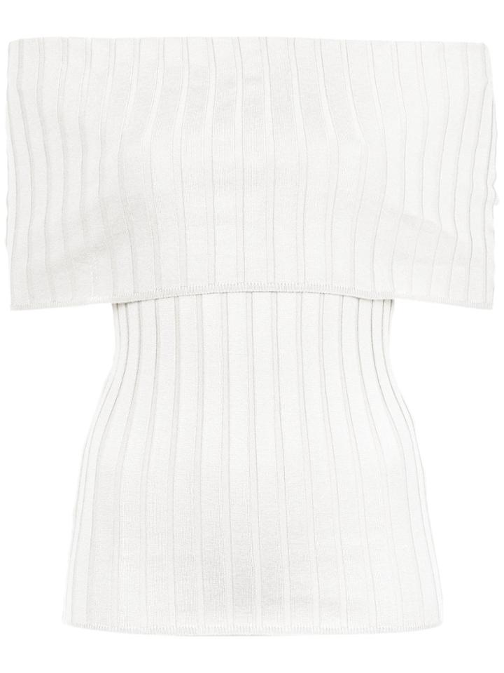 Gloria Coelho Ribbed Off The Shoulder Blouse - White