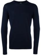 Jil Sander Round Neck Pullover, Men's, Size: 48, Blue, Virgin Wool