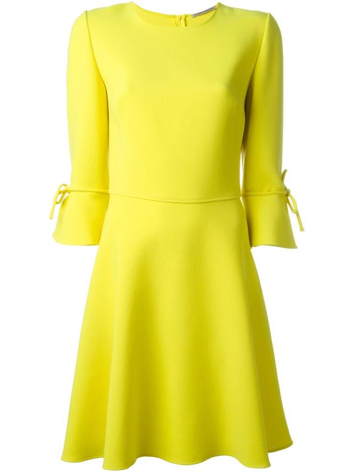 Ermanno Scervino Bow Cuff Skater Dress, Women's, Size: 46, Yellow/orange, Virgin Wool