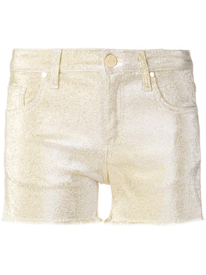 Frankie Morello Metallic Raw Hem Shorts - Yellow & Orange