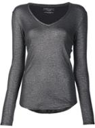 Majestic Filatures V-neck Fine Knit Jumper, Women's, Size: 2, Grey, Silk/cotton/cashmere
