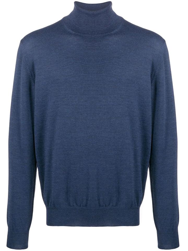 Barba Knitted Roll Neck - Blue