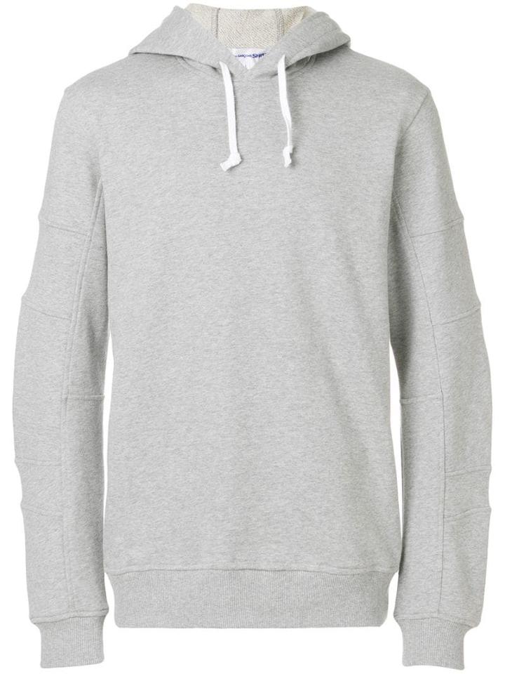 Comme Des Garçons Shirt Ribbed Detailing Hoodie - Grey