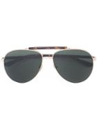 Gucci Eyewear Mixed Material Aviator Sunglasses, Men's, Size: 60, Brown, Acetate/metal