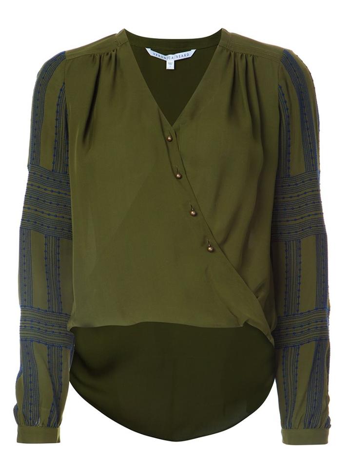 Veronica Beard Wrap Style V-neck Blouse