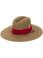 Nick Fouquet Velvet Ribbon Trimmed Wide Brim Hat - Brown