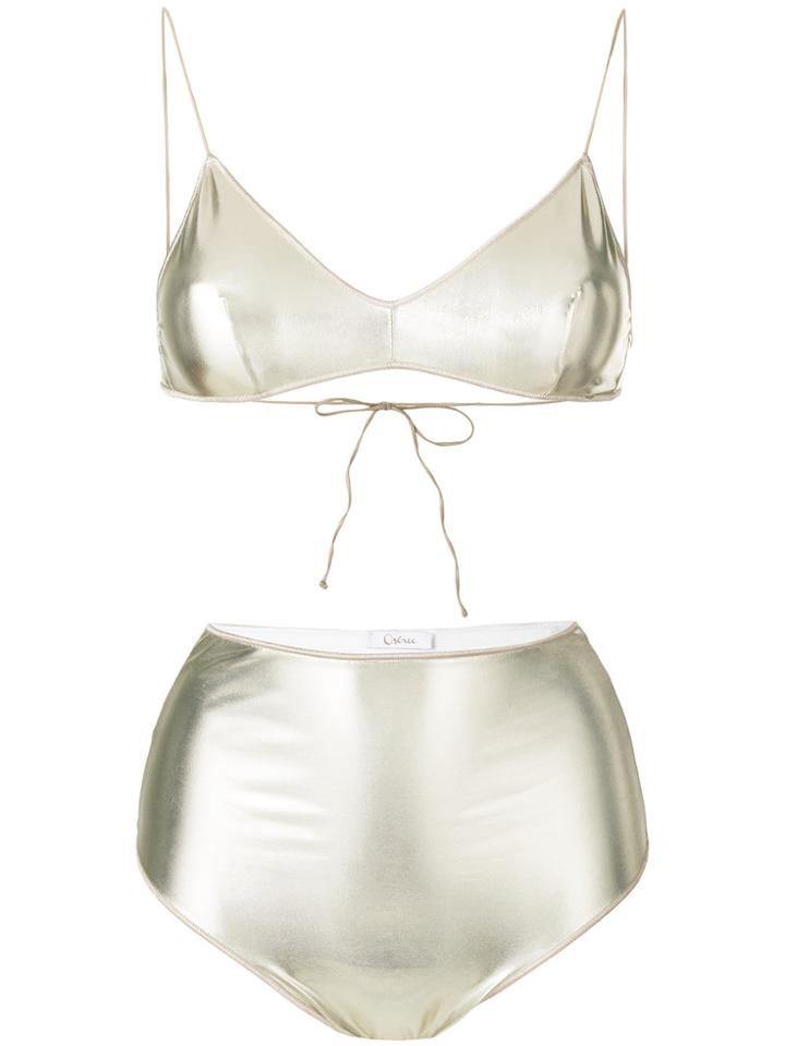 Oseree High-waisted Metallic Two-piece Bikini