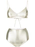 Oseree High-waisted Metallic Two-piece Bikini