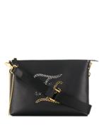 Fendi Logo Embellished Shoulder Bag - Black