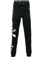 Philipp Plein Skull Print Track Trousers, Men's, Size: Medium, Black, Cotton