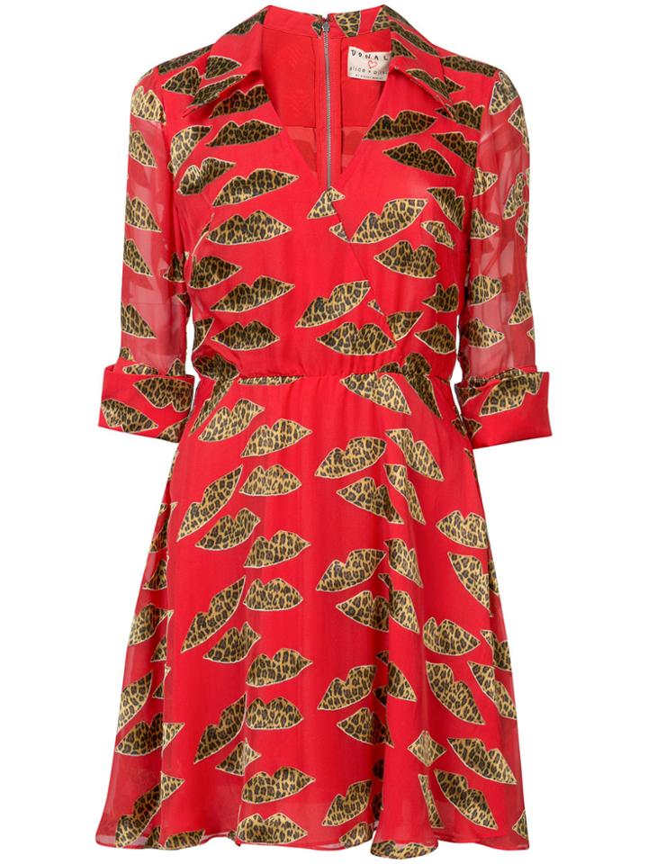 Alice+olivia Flared Leopard Print Dress