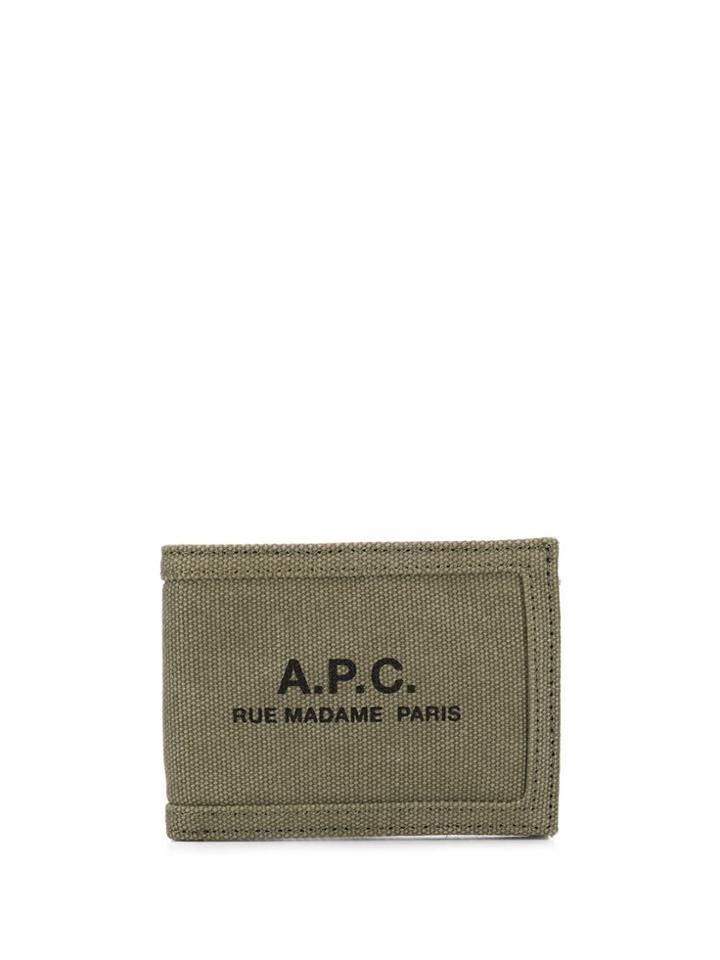 A.p.c. Logo Print Wallet - Green