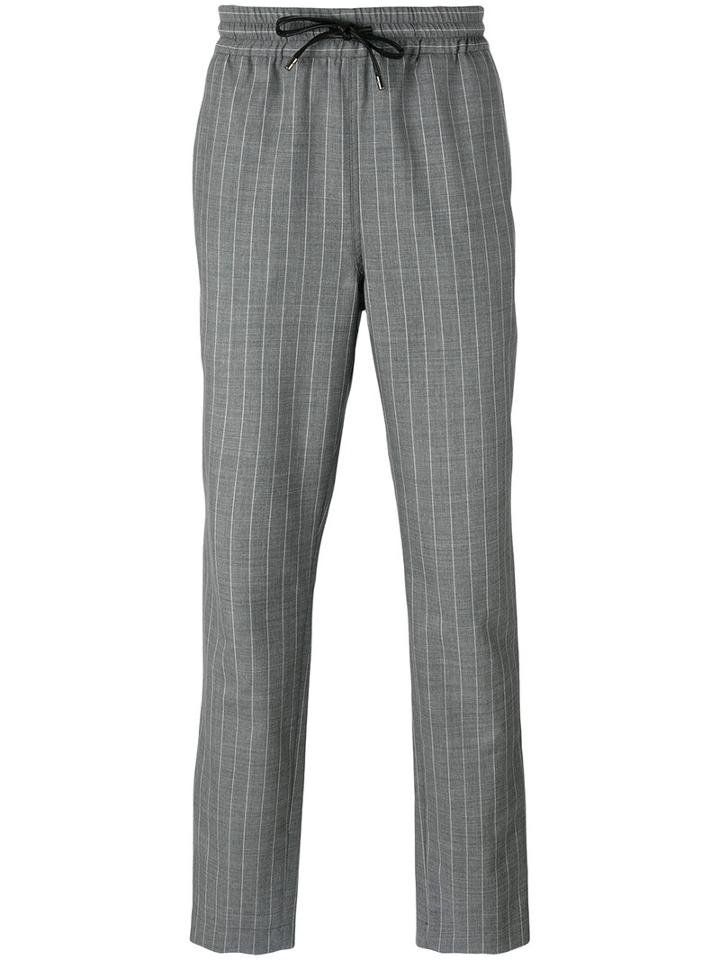 Bernardo Giusti Drawstring Striped Pants, Men's, Size: 50, Grey, Wool