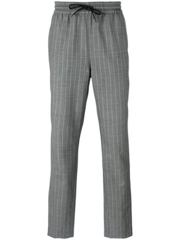 Bernardo Giusti Drawstring Striped Pants, Men's, Size: 50, Grey, Wool