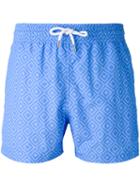 Frescobol Carioca - Printed Drawstring Swim Shorts - Men - Cotton/polyamide - Xl, Blue, Cotton/polyamide