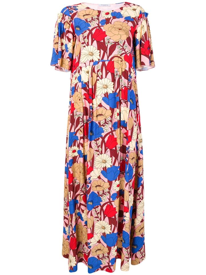 Vivetta Floral Print Long Dress - Pink