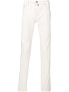 Jacob Cohen Tab Appliqué Detail Trousers - White
