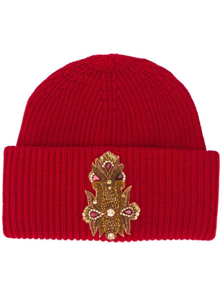 Dondup Front Patch Beanie - Red