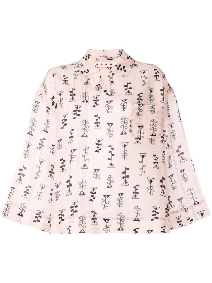 Marni Printed Wide Sleeve Blouse - Pink & Purple