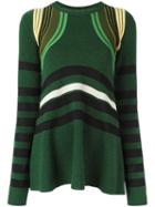 Paco Rabanne Striped Jumper, Women's, Size: Large, Green, Polyamide/acetate/virgin Wool