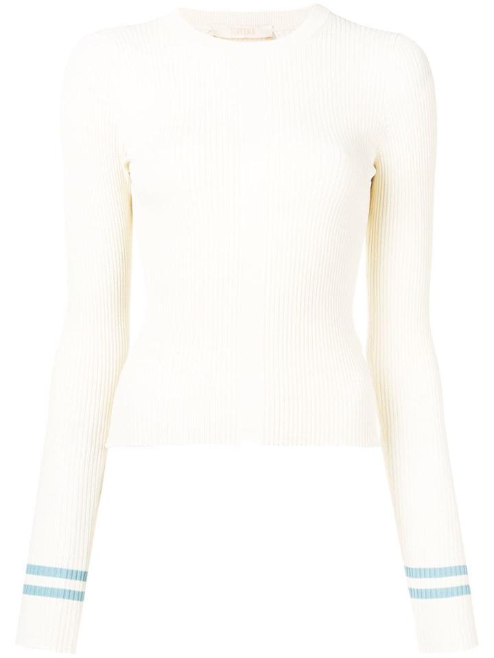 Ssheena Ribbed Slim-fit Pullover - White