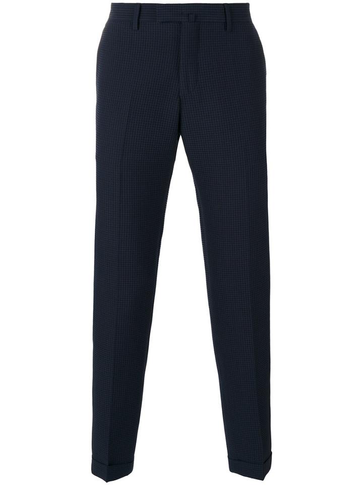 Briglia 1949 - Checked Tailored Pants - Men - Cotton/polyester/spandex/elastane/wool - 46, Blue, Cotton/polyester/spandex/elastane/wool