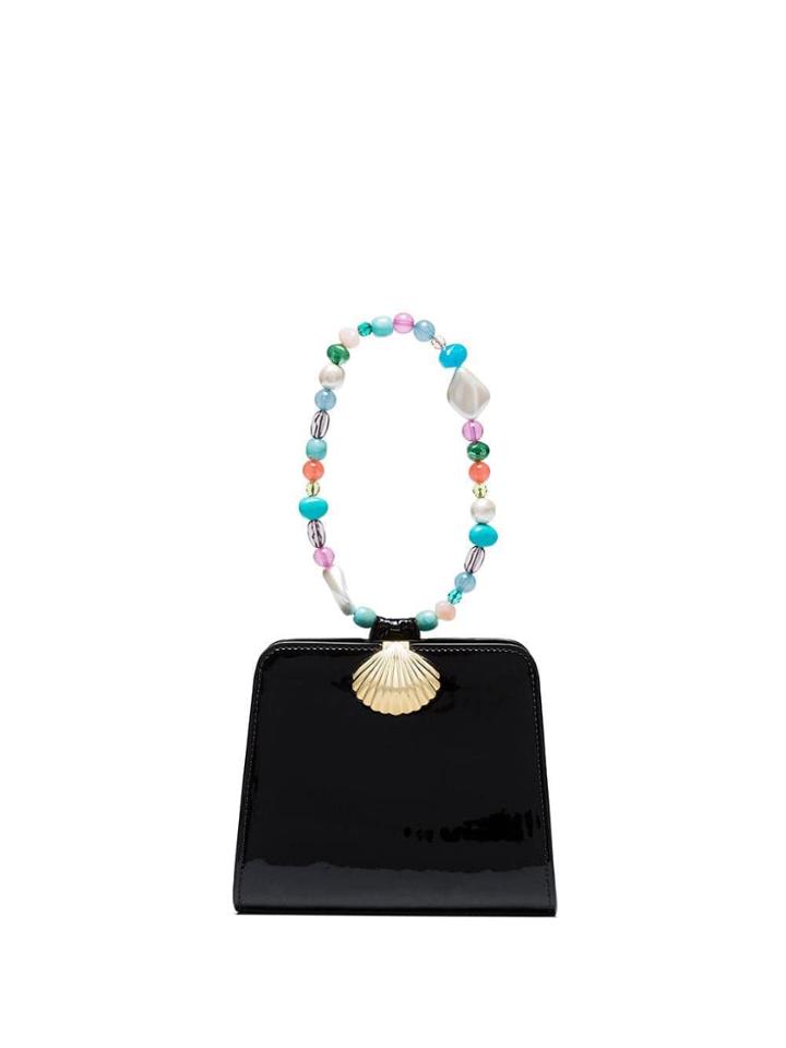 Rixo Mini Amelie Beaded Bracelet Bag - Black