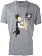 Dolce & Gabbana Saxophonist Patch T-shirt, Men's, Size: 46, Grey, Cotton