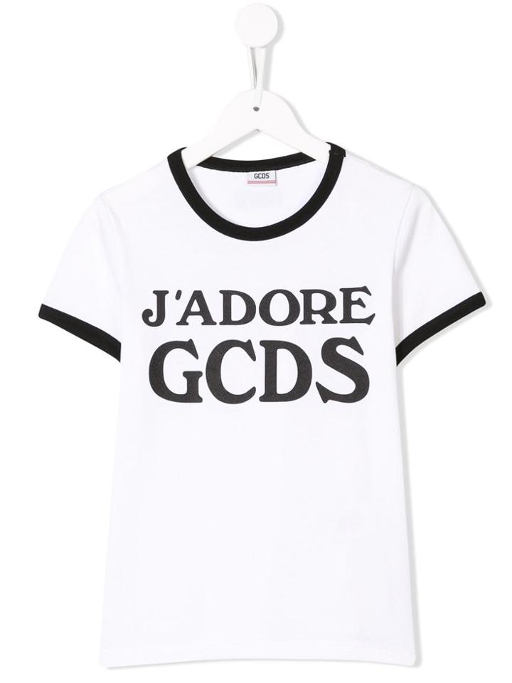 Gcds Kids Teen J'adore Print T-shirt - White