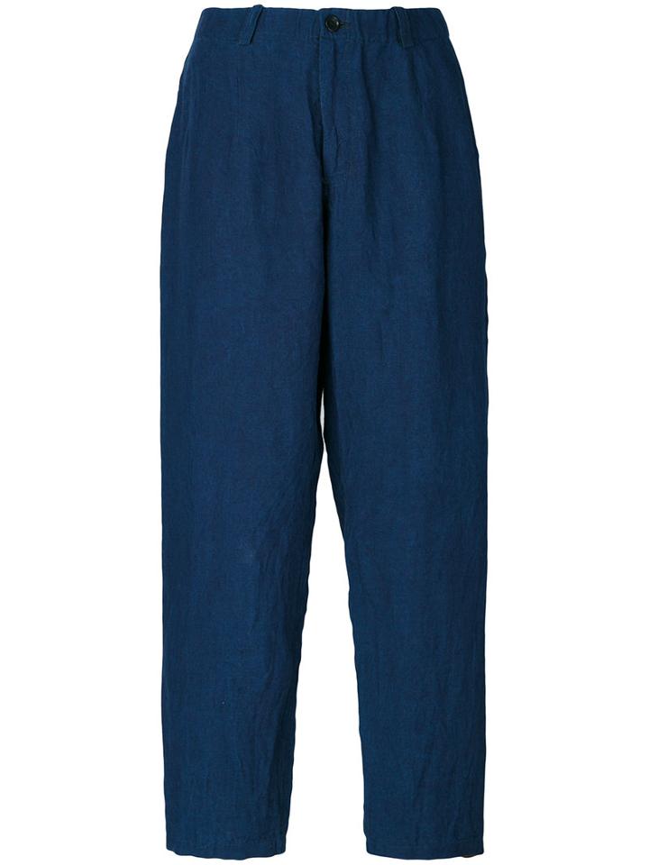 Blue Blue Japan - Denim Cropped Trousers - Women - Linen/flax - M, Linen/flax