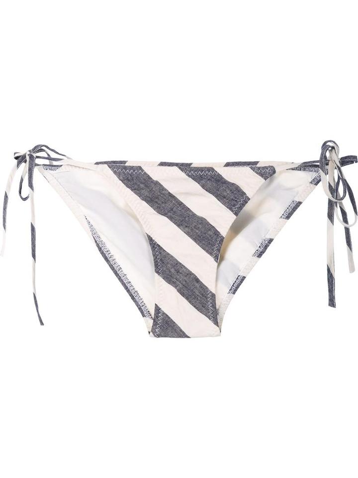 Malia Mills 'heidi' Striped Tie Bikini Bottoms, Women's, Size: 2, Blue, Cotton/linen/flax