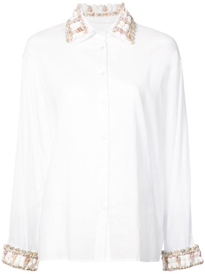 Rosie Assoulin Sea Shell Trim Button-down Shirt - White
