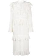 Zimmermann Embroidered Ruffle Midi Dress - White