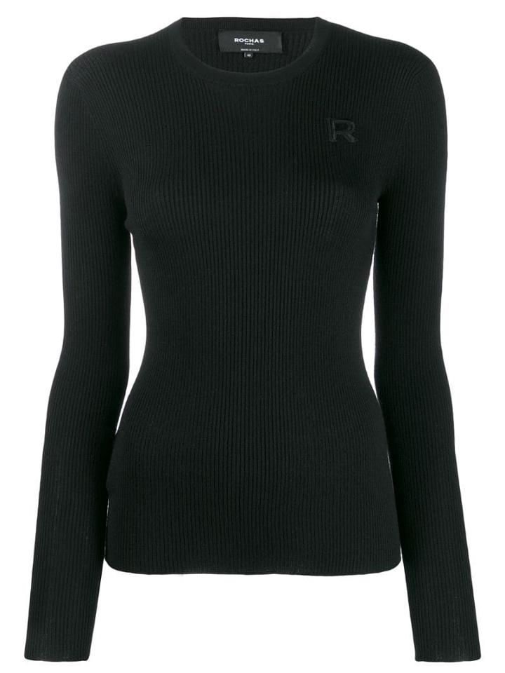 Rochas Knitted Round Neck Sweatshirt - Black
