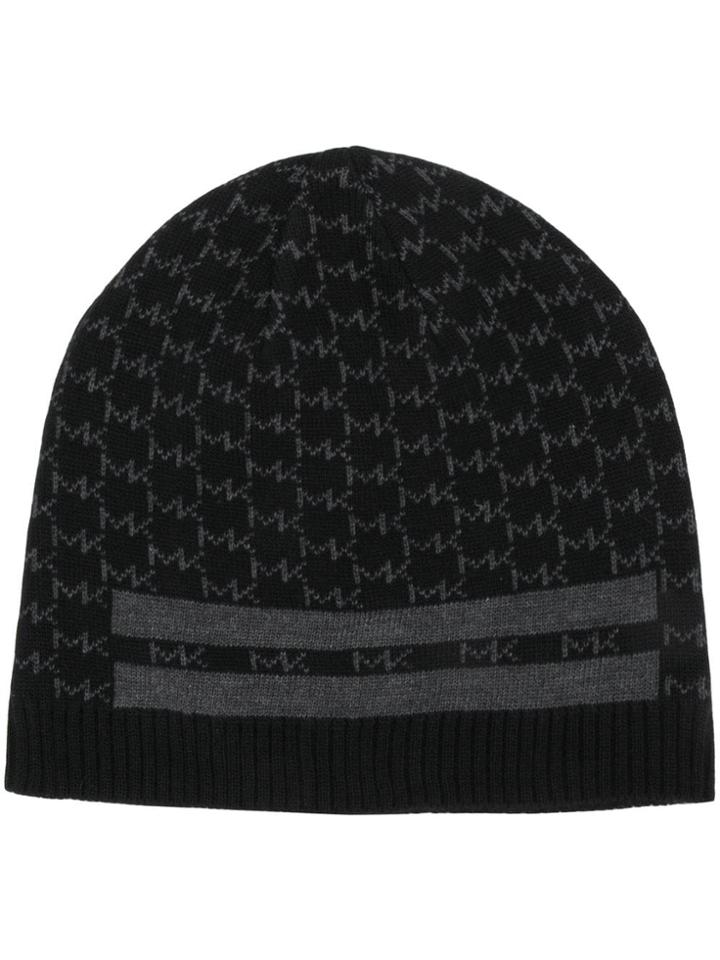 Michael Michael Kors Logo Pattern Beanie - Black
