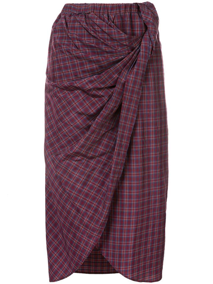 Muller Of Yoshiokubo Check Midi Skirt - Purple