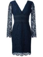 Dvf Diane Von Furstenberg Deep V-neck Lace Dress - Blue