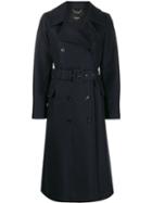 Paltò Double-breasted Belted Coat - Blue