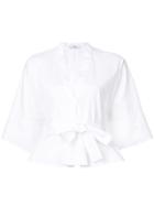 Tome Waist-tied Draped Blouse - White