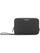Ermenegildo Zegna Logo Plaque Clutch, Men's, Black, Calf Leather