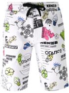 Kenzo Cartoon Flyers Shorts, Men's, Size: Xl, Cotton/spandex/elastane