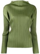 Pleats Please By Issey Miyake Mocl-neck Plissé Top - Green