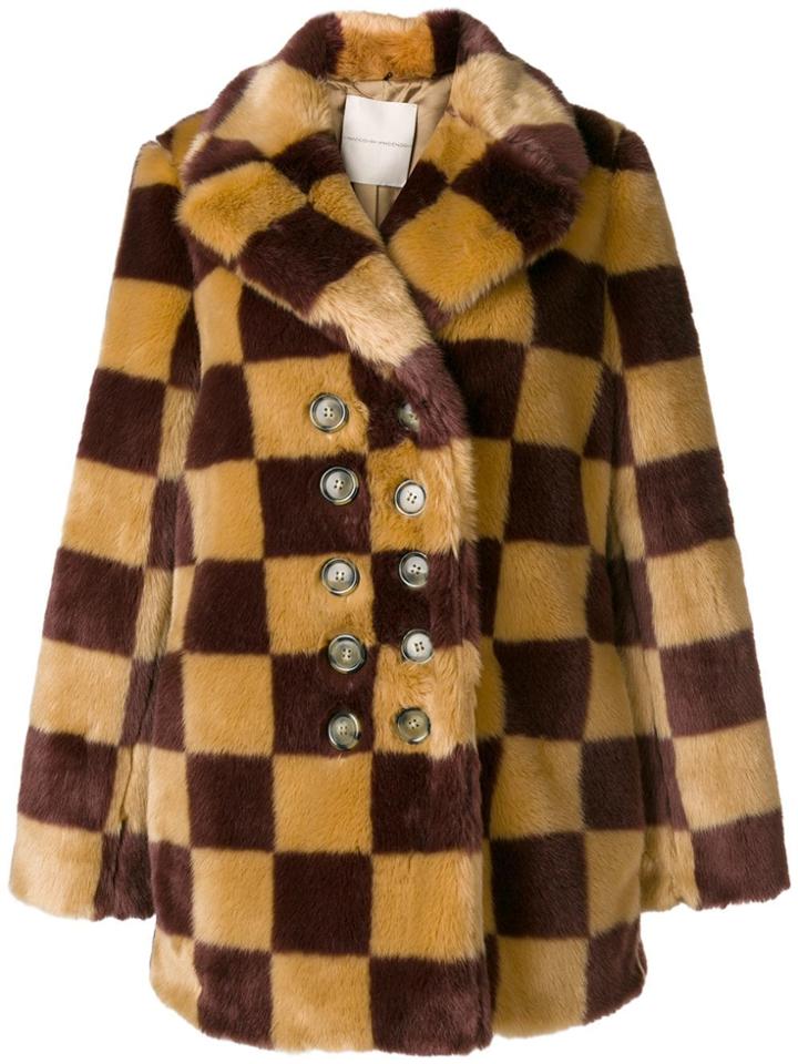 Marco De Vincenzo Checked Faux Fur Coat - Brown