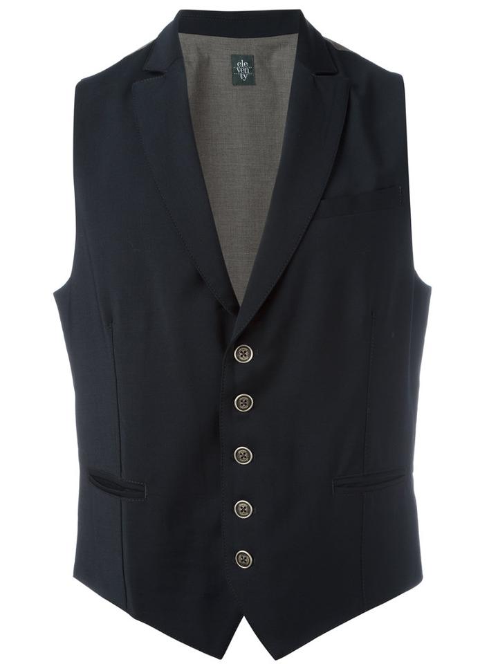 Eleventy Classic Waistcoat, Men's, Size: Xl, Blue, Wool/spandex/elastane