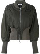 Gcds Puff Sleeve Bomber Jacket, Women's, Size: Large, Green, Polyamide/polyester