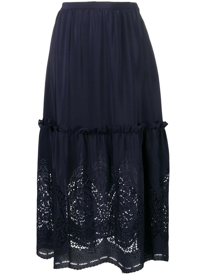 Stella Mccartney Embroidered Flared Skirt - Blue
